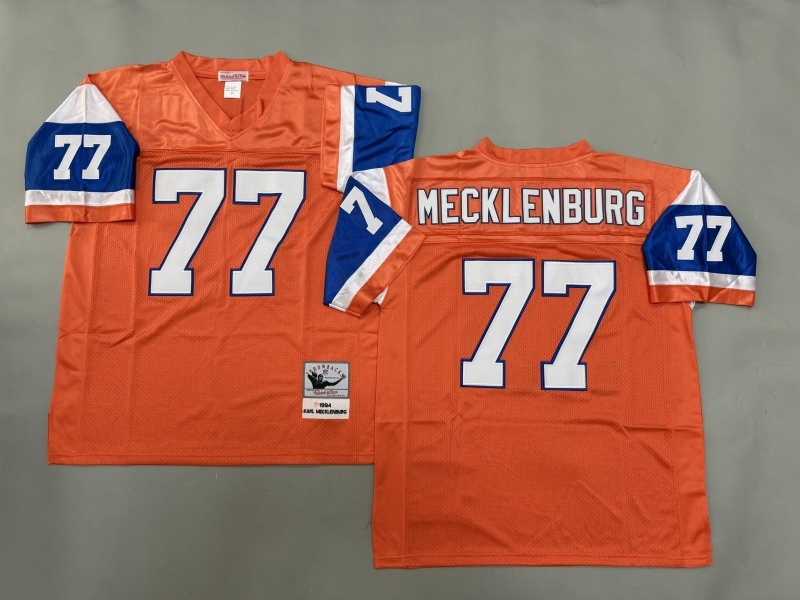 Men 2025 Denver Broncos #77 Mecklenburg orange Throwback Limited NFL Jersey style 001->detroit lions->NFL Jersey